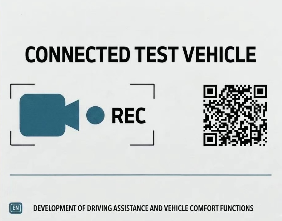 Example markings and stickers on YG Group test vehicles